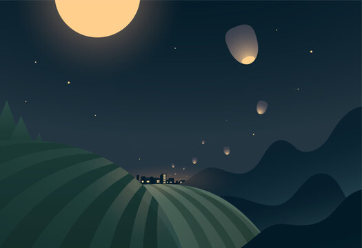Mid Autumn festival night landscape