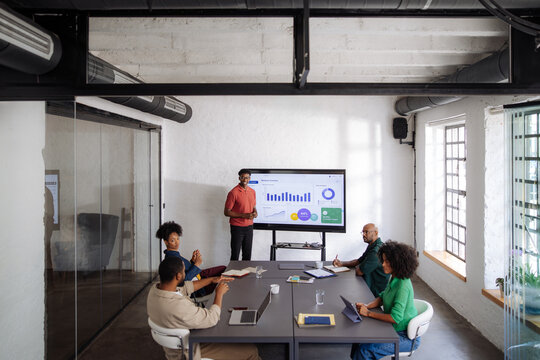 Business Team Meeting Presentation in Conference Room