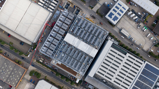 Aerial View of Data Center HVAC and Backup Power Infrastructure