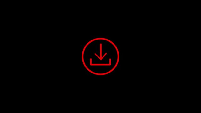 Minimalist red download icon animation for user interface solid
