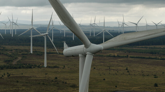 Aerial View of Whitelee Wind Farm in Scotland