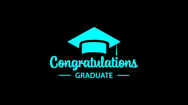 Glowing Congratulations Graduate Animation with Graduation Cap and Color Changing Effect
