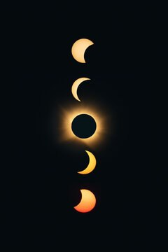 Total Solar Eclipse Phase Sequence Vertical Composite, Spain