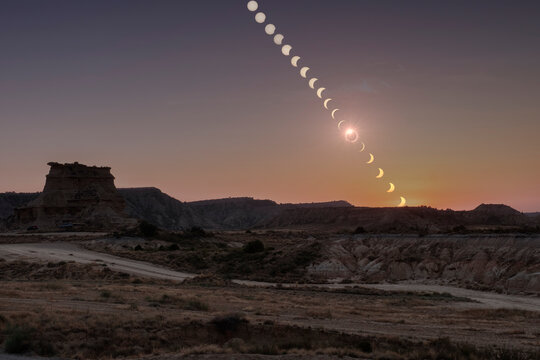 Total solar eclipse over monegros