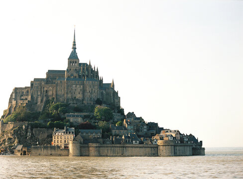 Historic Mont Saint Michel castle rising from the water
