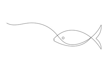Obraz premium Fish outline line art continuous line drawing with editable stroke