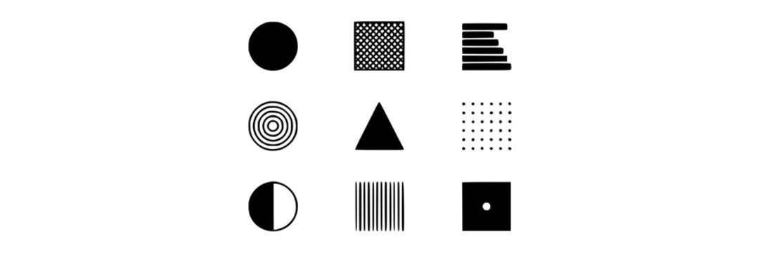 Abstract Ideogram Line Icons Set, Minimalist Geometric Shapes, Vector Design Elements