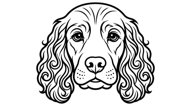 Line art illustration of a cocker spaniel head.