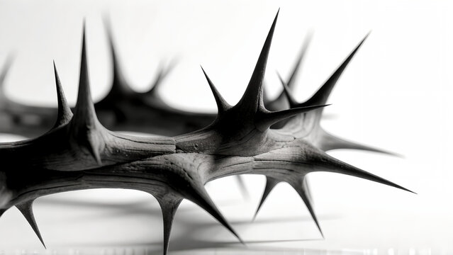 A symbolic crown of thorns isolated on a bright white background.