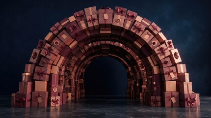 Obraz premium 3d After-Christmas Sale abstract background design new 2026 Cute lego brick arch made of red and tan blocks isolated on transparent background, illustration