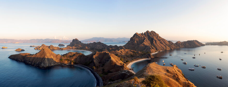 panoramic view of Padar island in Komodo islands, Flores, Indonesia. Aerial view