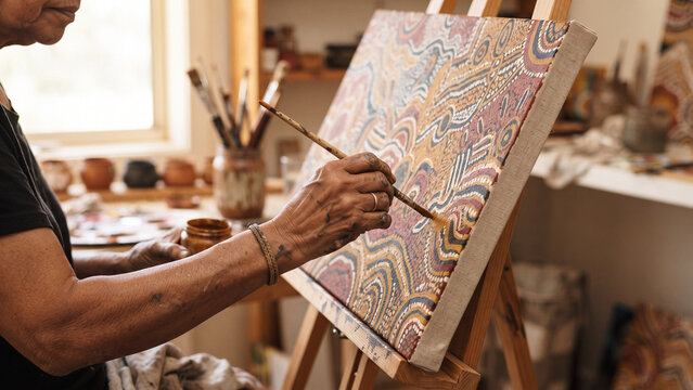 First day of native american heritage month artist painting canvas