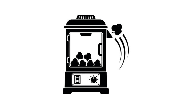 Popcorn machine icon, vector illustration of a classic movie theater snack maker with popping corn
