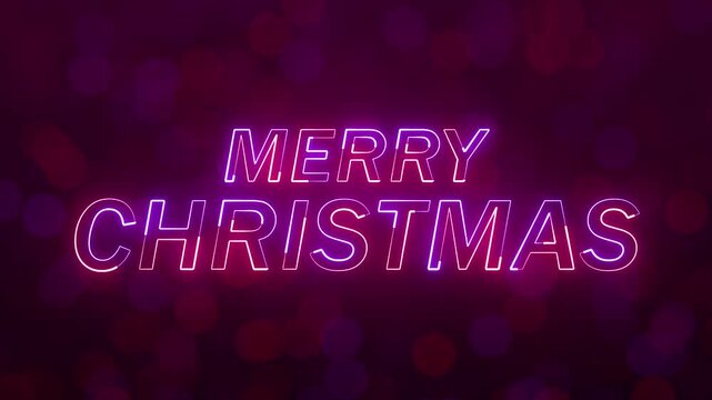 Festive neon blue arches form a tunnel with merry christmas text animation loop for holidays