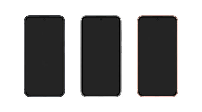Black Mobile Phone with Blank Screen Isolated on White Background for Communication Technology and Digital Business Uses