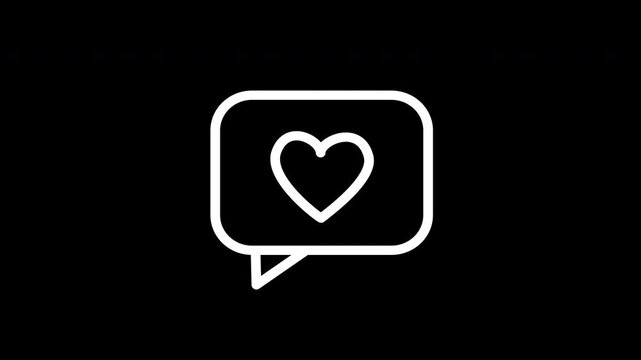 Digital love and communication animated heart in speech bubble icon on transparent background