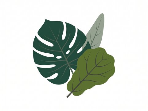Two stylized leaves with green and white colors