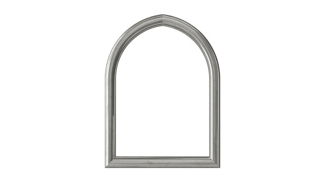 Grey pointed gothic arch window frame isolated on white background for architectural design and interior decoration projects