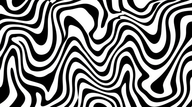 A black and white wavy zebra stripe pattern background. Use this abstract graphic design for modern artistic digital media projects.