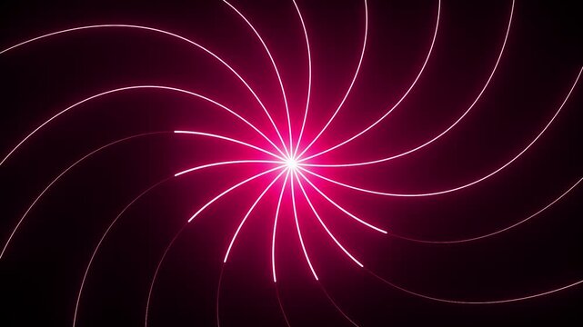 Hypnotic pink neon lines swirling in spiral pattern loop, abstract energy animation background