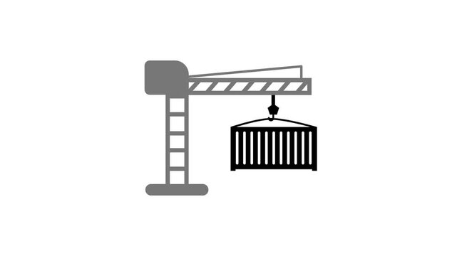 tower crane with Container icon animation.