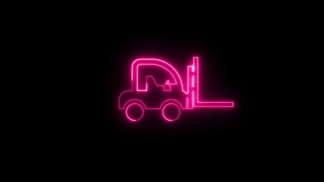 Glowing line forklift truck animation.