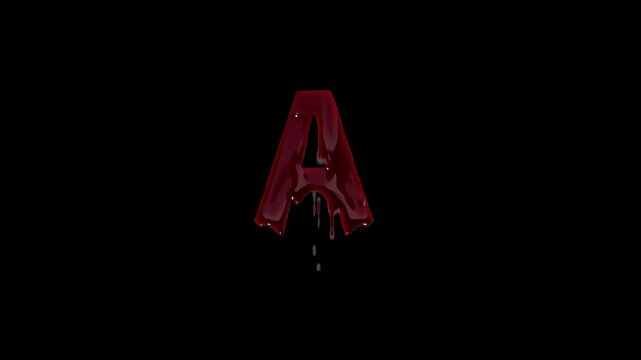 English letter A made of blood, transparent background