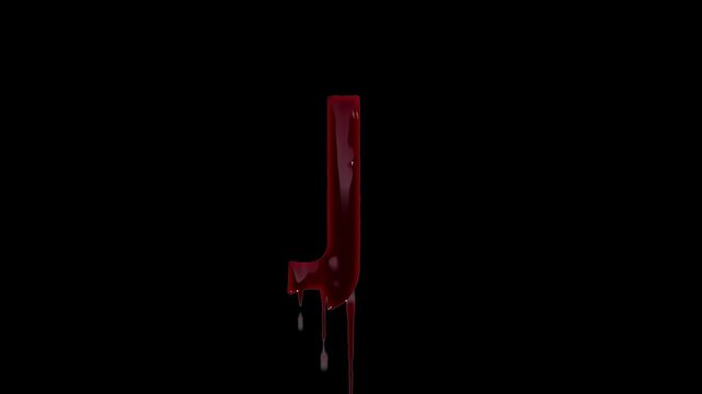 English letter J in the form of blood, transparent background