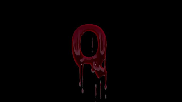 English letter Q in the form of blood, transparent background