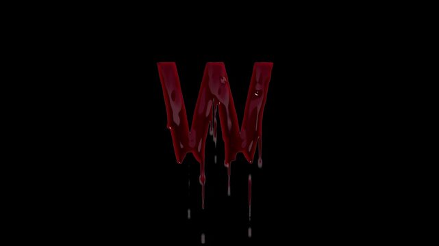 English letter W made of blood, transparent background