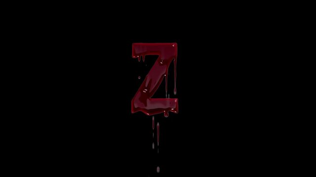 English letter Z in the form of blood, transparent background