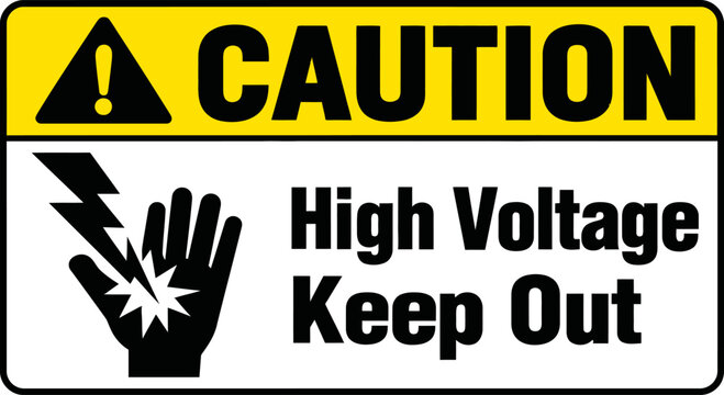 Caution high voltage keep out warning sign vector illustration