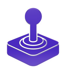 Purple isometric retro arcade joystick controller icon isolated on a clean white background transparent background © SAMIMAAYASH