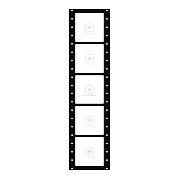 Photo Booth Frame Template with Four Blank Vertical Photo Strips, Dark Frames Isolated on Transparent Background
