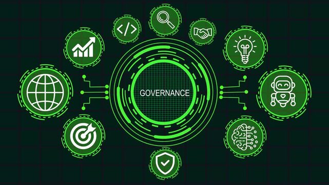  Internet, business, Technology and network concept icon. Governance concept animation. Framework Information project. 4K Video