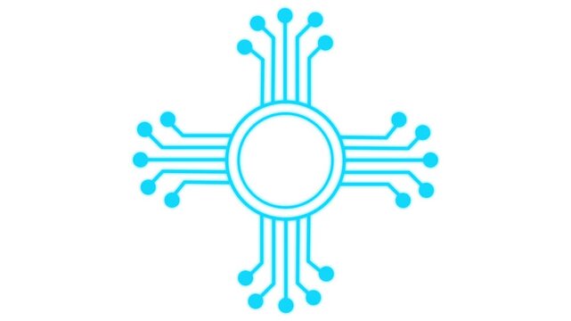 Artificial Intelligence AI Technology Logo Animation with Circuit Lines on white Background.