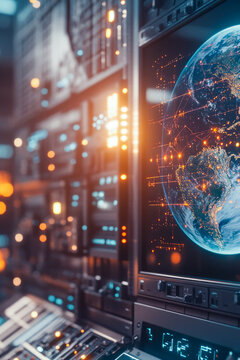 A screenshot of the Earth viewed from a computer screen vertical frame