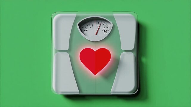 Abstract Weight Scale with Pulsing Heart Motion Graphics Green Screen, 5 Seconds Video