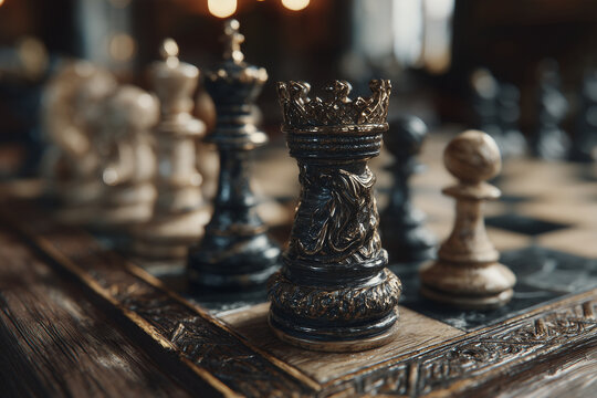 An elegant wooden chessboard.