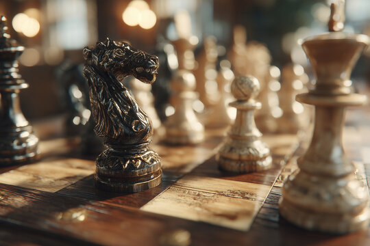 An elegant wooden chessboard.