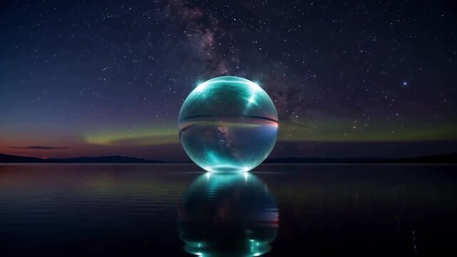 Mystical otherworldly monolith floating serenely in dark atmospheric void
