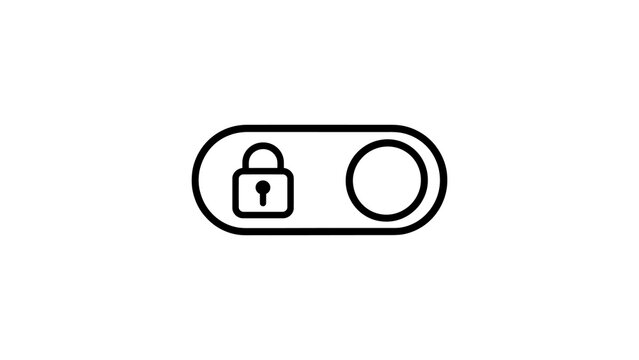 Toggle switch with lock icon for security on off function.