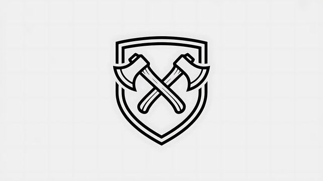 Shield logo with two crossed axes design
