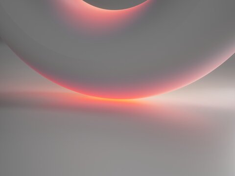 Rounded white abstract composition with soft pink neon reflections and gentle depth. Clean premium background for beauty, wellness, and modern branding.