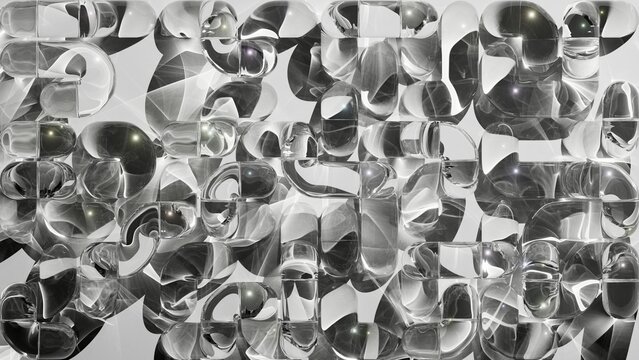 abstract geometric maze structure, glass tubes isolated on white background, 3d rendering