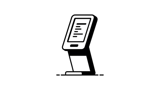 Black and white digital kiosk icon illustration