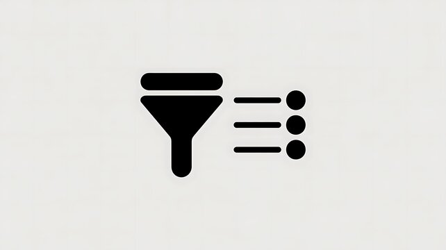Black filter icon with menu list for data search and sorting