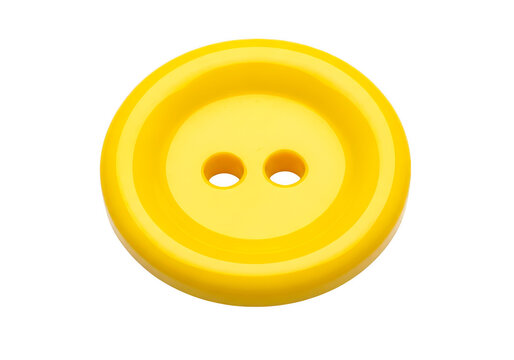Bright yellow sewing button isolated on transparent background