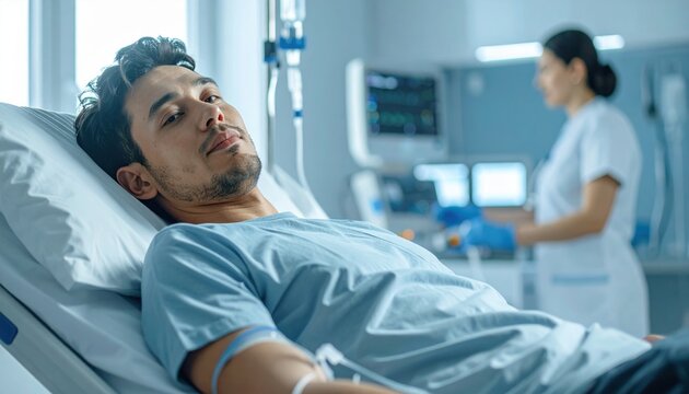Patient receiving intravenous hydration therapy in modern wellness clinic with professional healthcare staff