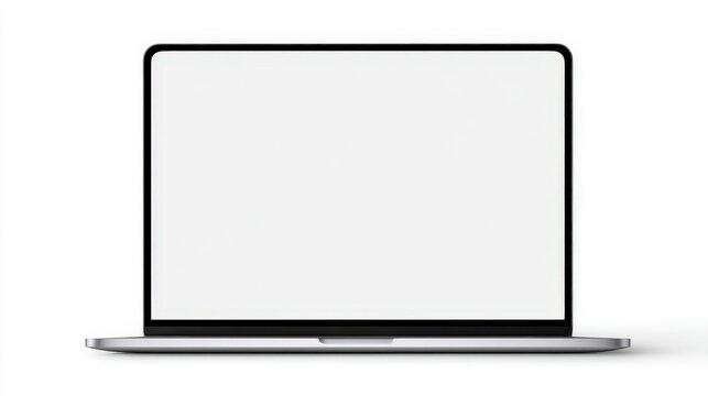 Modern laptop with blank screen isolated on white background. Perfect template for digital design showcase and user interface mockups.